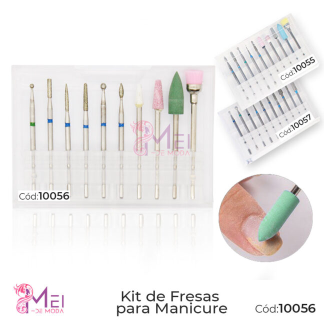 Kit de Fresas Manicura Rusa 10 pcs