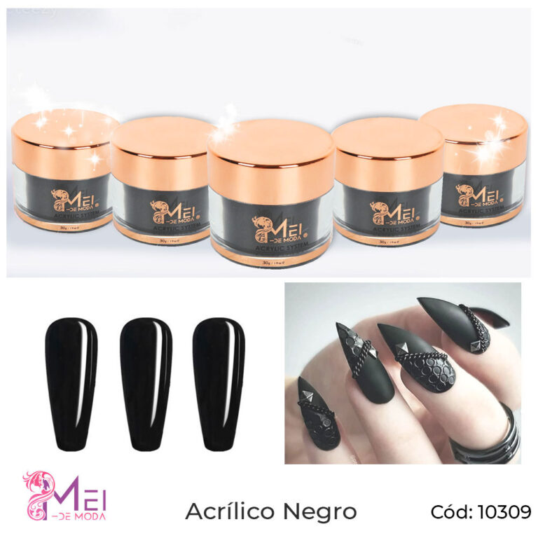 2 Polvo Acrílico Negro 30g