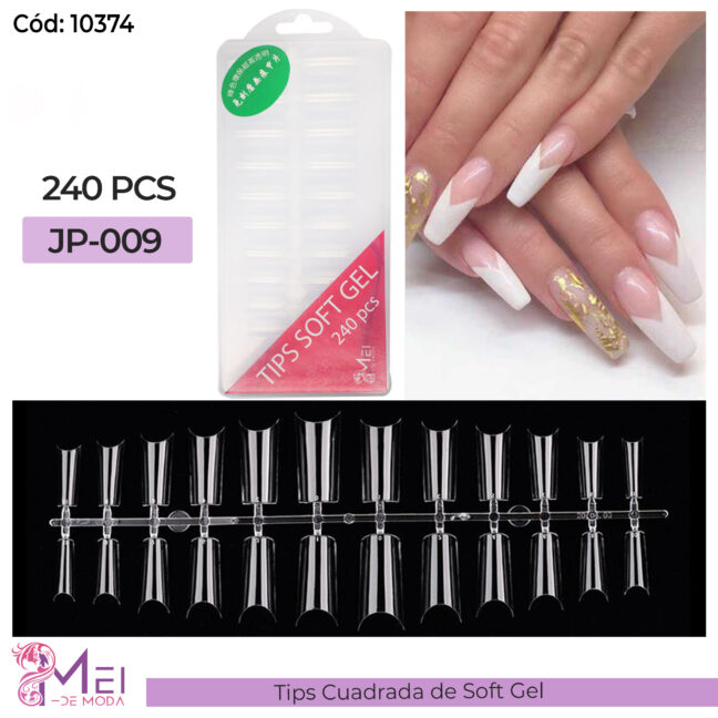 Tips Cuadrada de Soft Gel 240 PCS