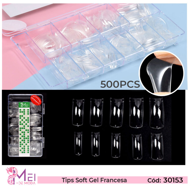 Tips Sof Gel Francesa Corto Transparente 500PCS