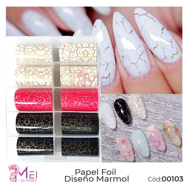 Papel Foil Diseño Mármol 12pcs