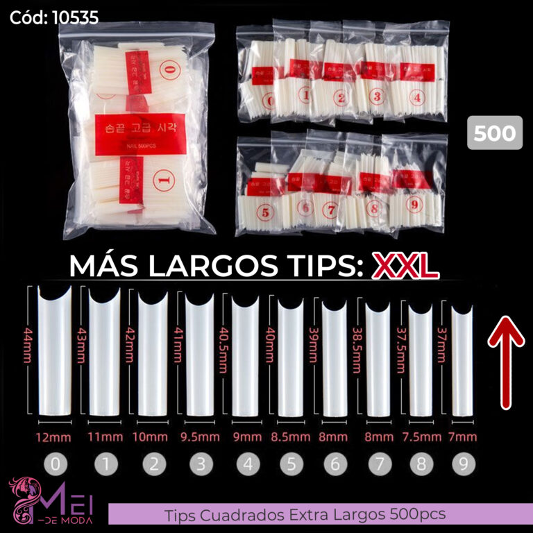 Tips Cuadrado Extra Largo Hueso 500pcs