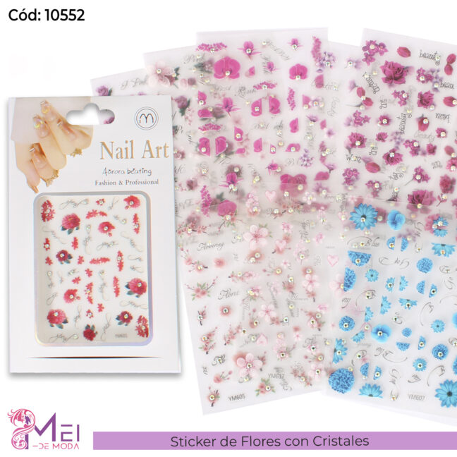 12 Stickers de Flores con Cristales