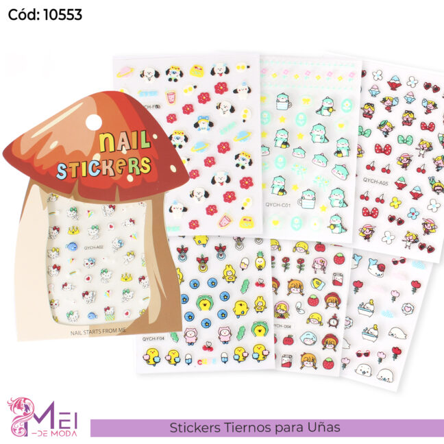 12 Stickers Tiernos para Uñas