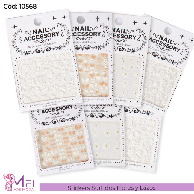 12 Stickers de Flores y Lazos