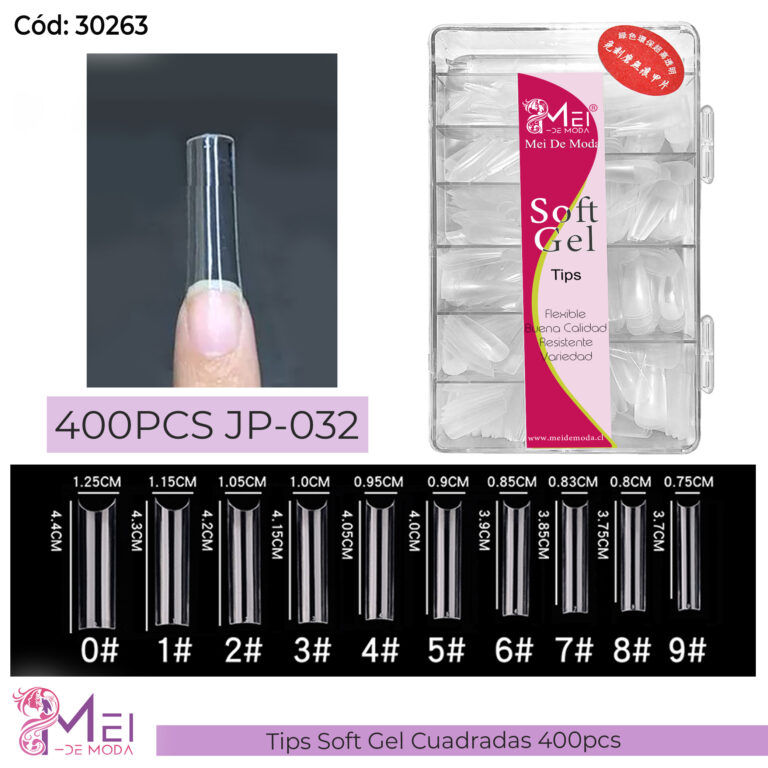 Tips Soft Gel Cuadrada 400 PCS