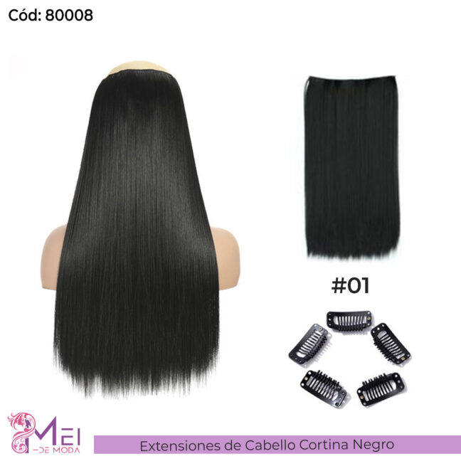 Cabello Cortina Extension Negro