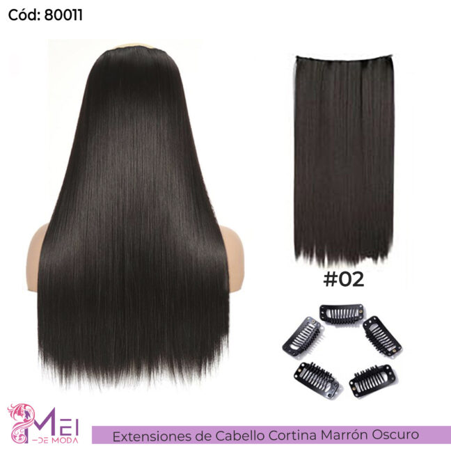 Cabello Cortina Extension Marrón Oscuro