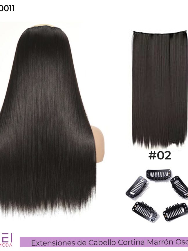 Cabello Cortina Extension Marrón Oscuro