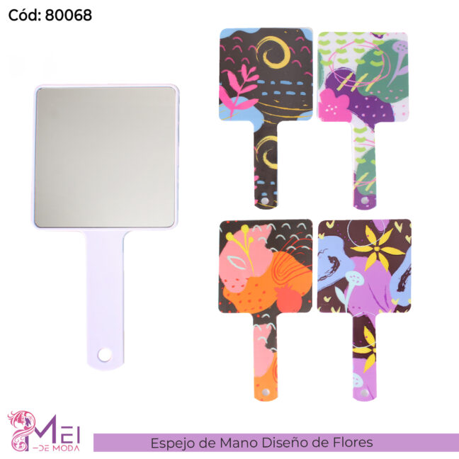 Espejo de Mano Diseño de Flores