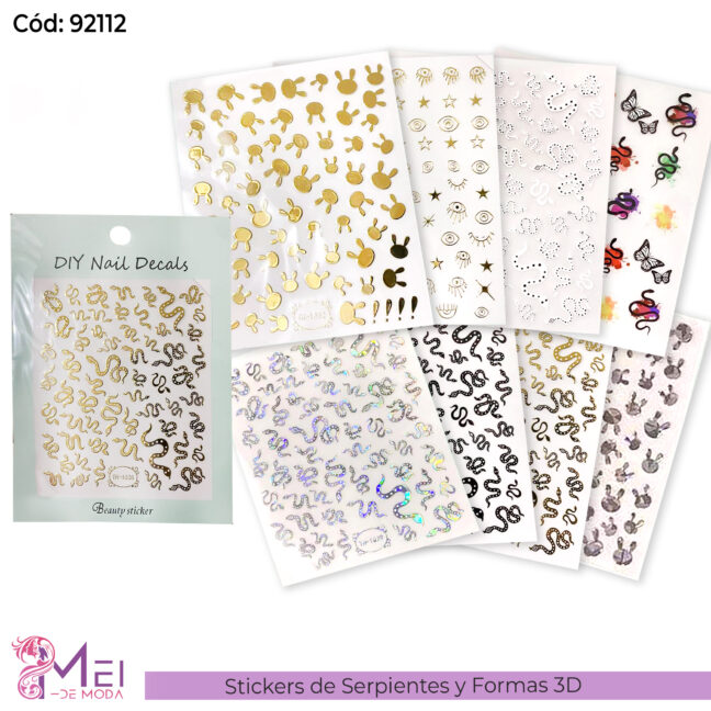12 Stickers de Serpientes y Formas 3D