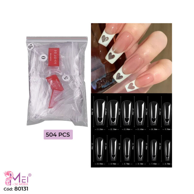 Uñas Ballerina con Agujeros de Corazón