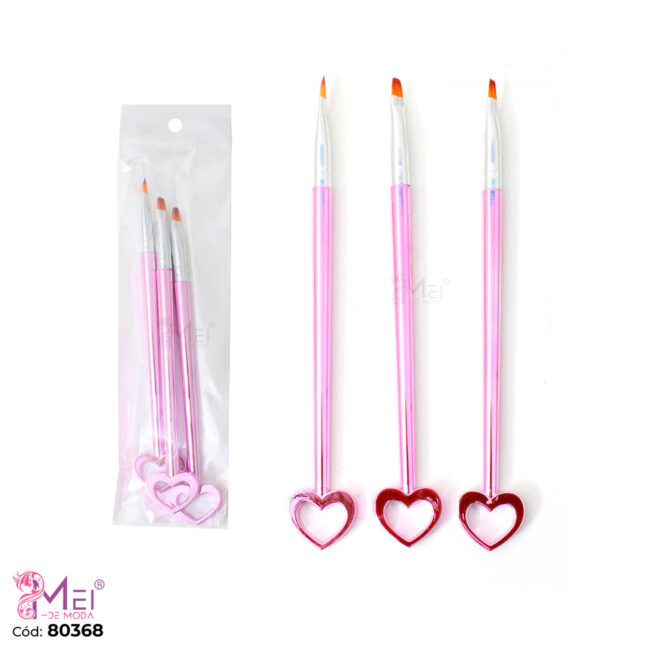 Set 3 Pinceles con Mango de Corazón