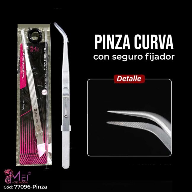 Pinza Curva para Pestañas con Seguro