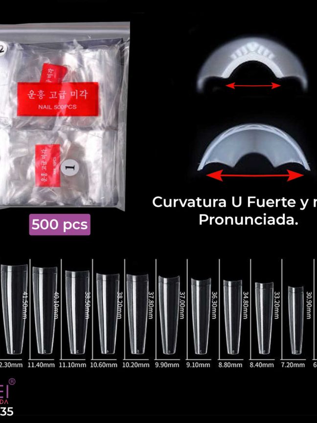 Tips Coffin Con Curvatura Sonrisa 500 PCS