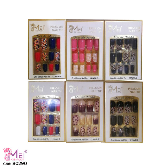 Tips Press On Cuadradas con Diseño 12 pcs