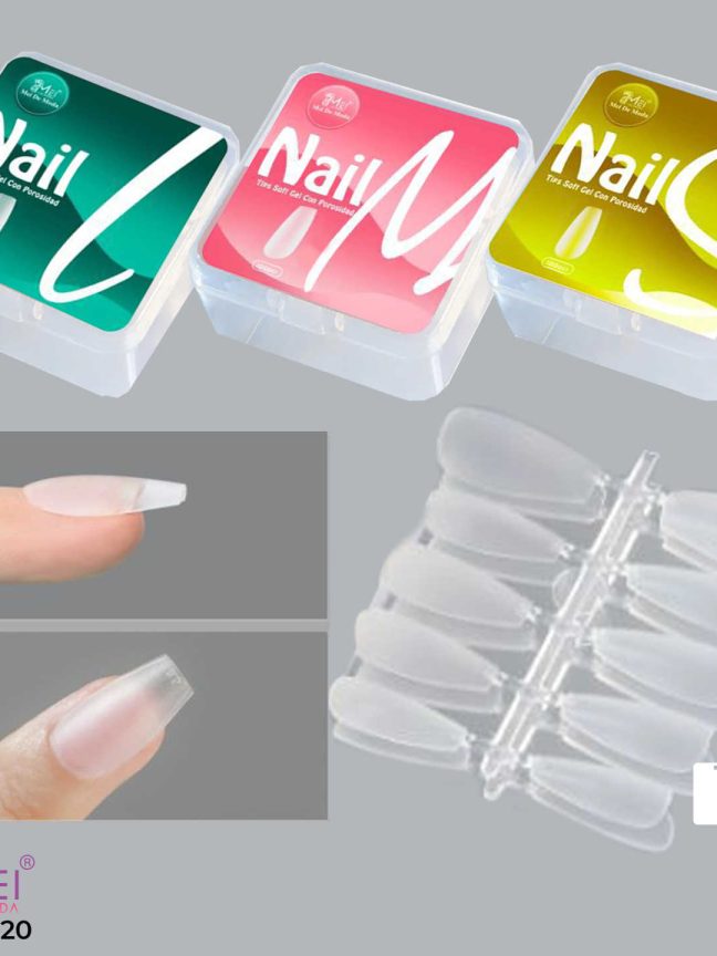 Tips Soft Gel Almendra con Porosidad 100 pcs S/M/L