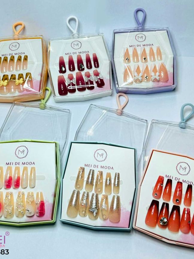 Tips Press On Con Diseño 3D 12 pcs