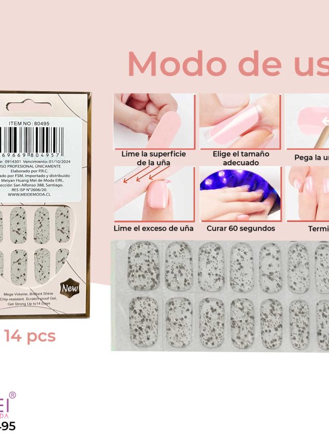 Uñas en Gel Semi curadas Diseño en puntos 14 pcs