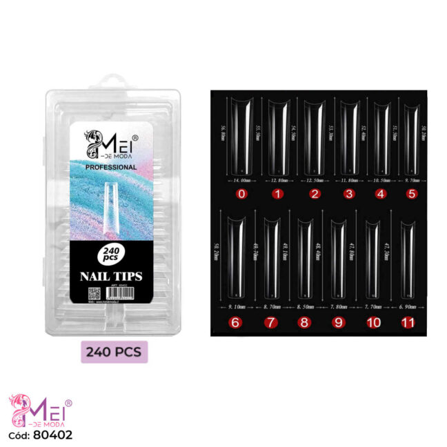 Tips Cuadrada Sonrisa Largo XXL 240 pcs