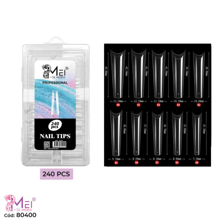 Tips Coffin Sonrisa Largos 12 Tamaños XXL 240 pcs