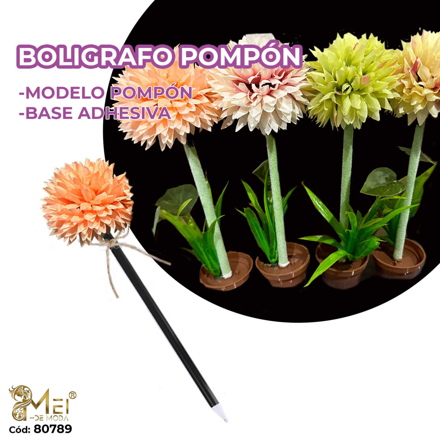 Boligrafo Flor Pompon