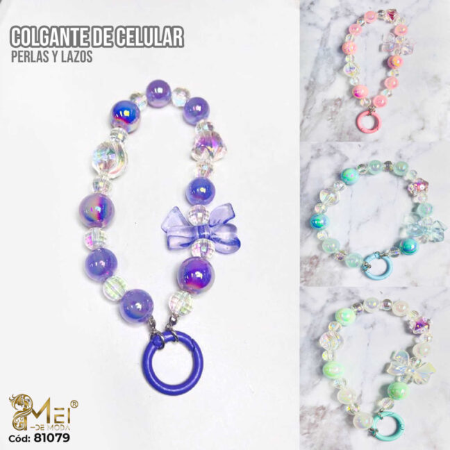 Colgante de Celular con Perlas y Forma