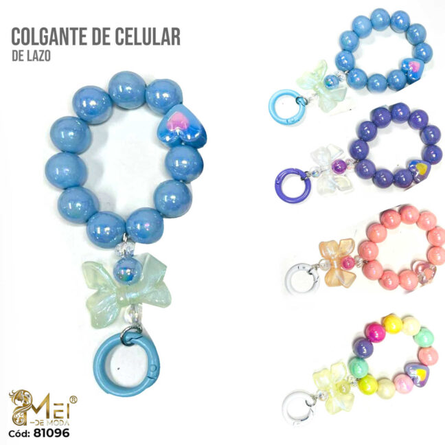 Colgante de Celular con Perlas y Lazo