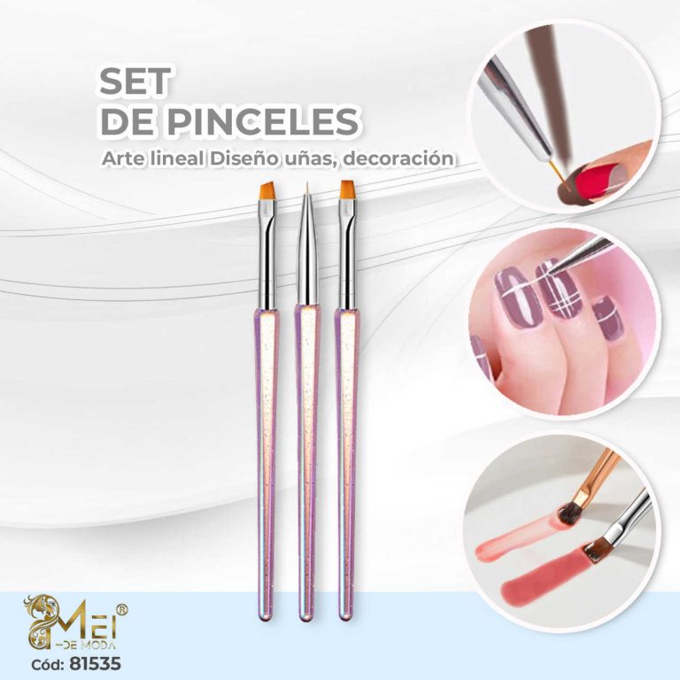 Set de Pinceles 3 pcs en Angulo y Liner