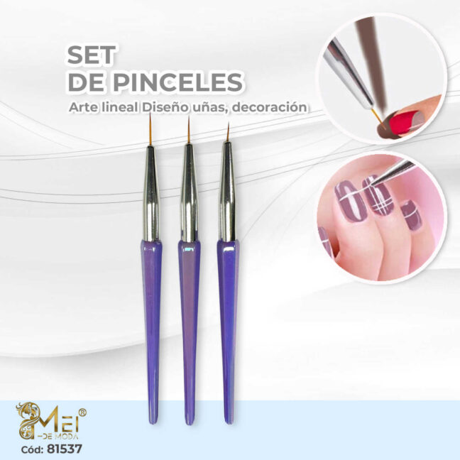 Set de Pinceles 3 pcs Liner y Cuadrado
