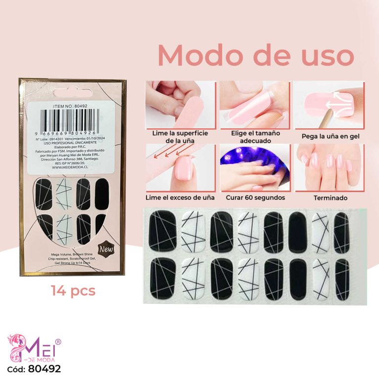 Uñas Gel Semi Curadas diseño 14 pcs