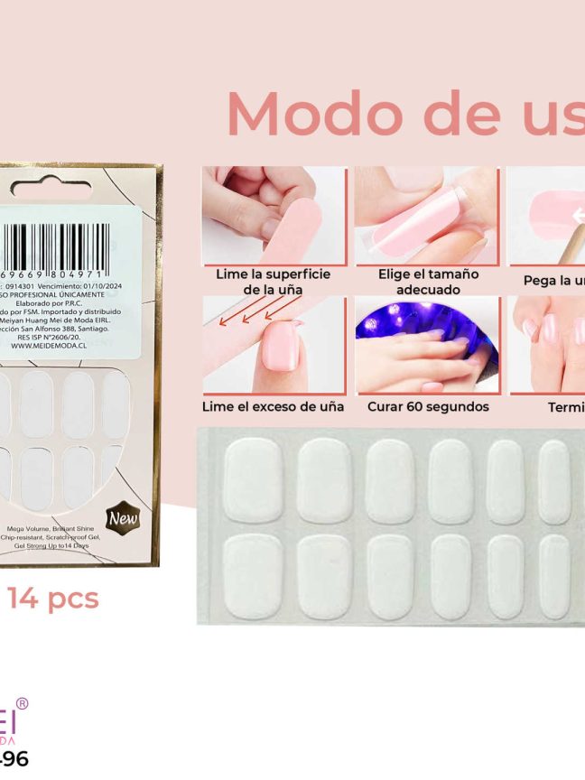 Uñas Gel Semi curadas Blanco 14 pcs