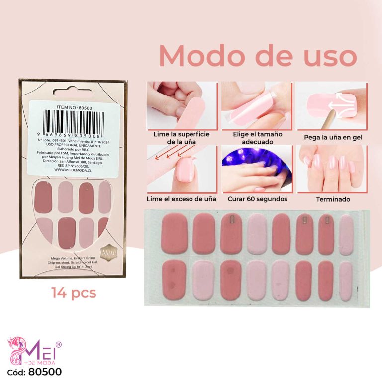 Uñas Gel Semi Curadas diseño 14 pcs