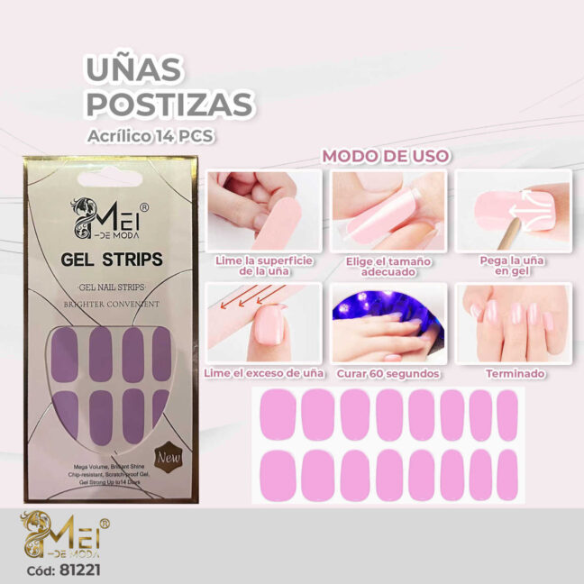 Uñas Gel Semi Curadas 14 pcs