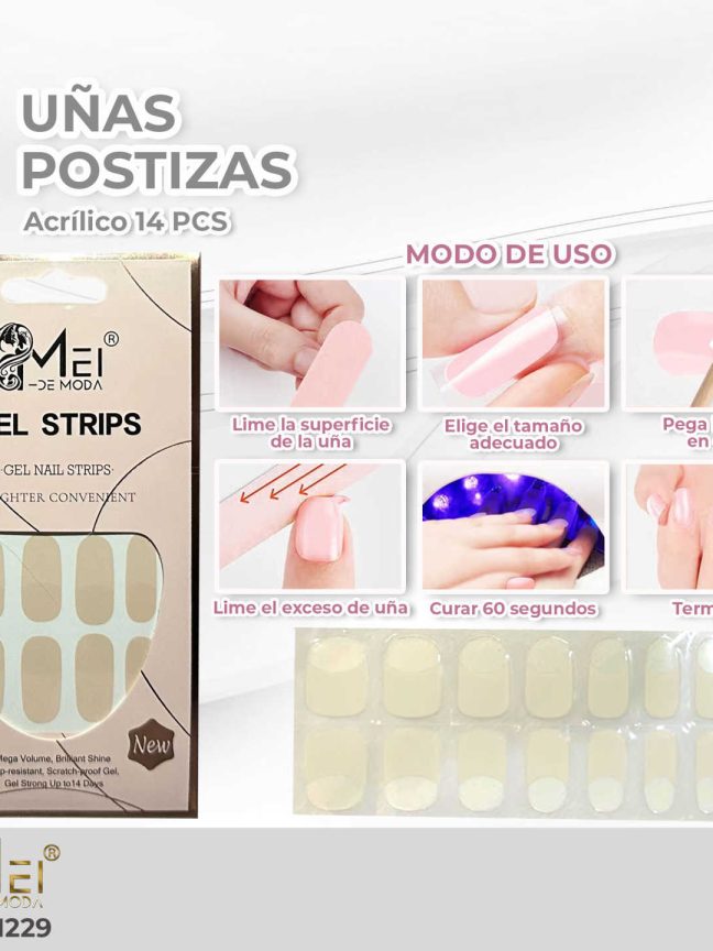 Uñas Gel Semi Curadas Francesa 14 pcs