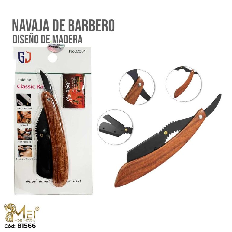 Porta Cuchillas de Barbería mango madera