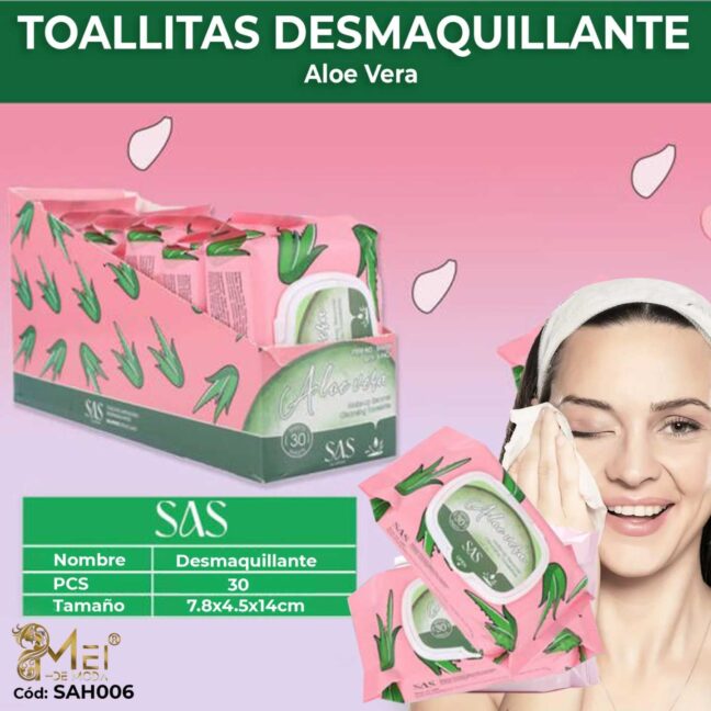 Toallitas desmaquillantes de aloe vera 30 Und.