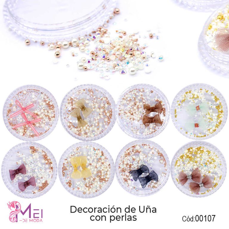 3 Decoracion De Uña Con Perla y Bowknot  x 1200 psos