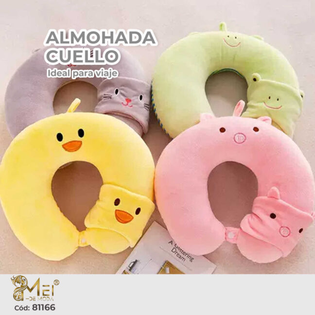 Almohada de Cuello con Antifaz animales algodon