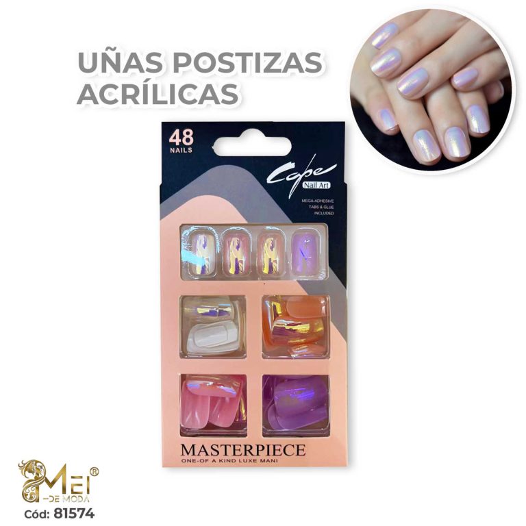 Tips Press On 4 Colores 48 pcs + kit de aplicación