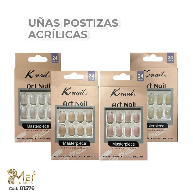 Tips Press On Redonda Colores Pastel 24pcs + mini kit