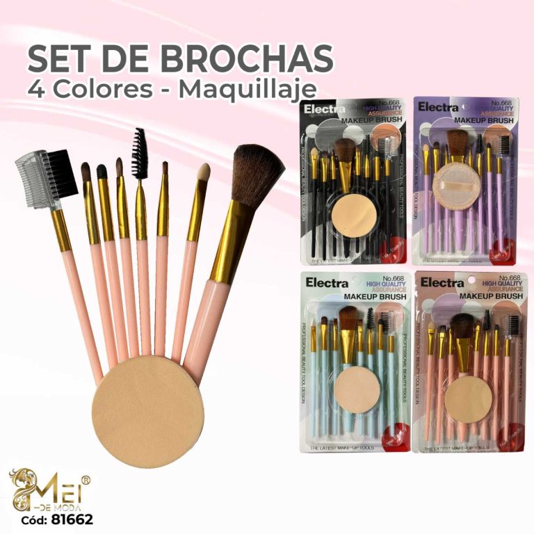 Set 8 Brochas de Maquillaje + Esponja