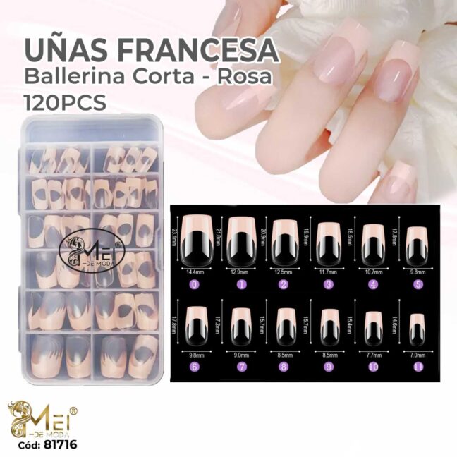 Uñas Francesa Ballerina Crema 120pcs