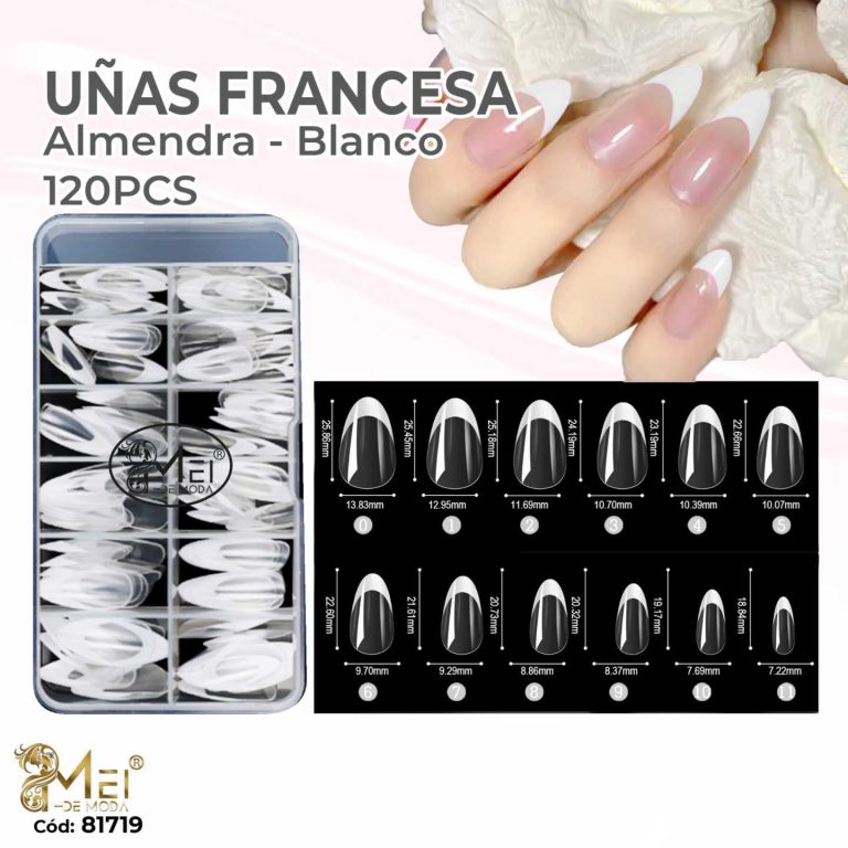 Uñas Francesa Almendra Blanco 120pcs