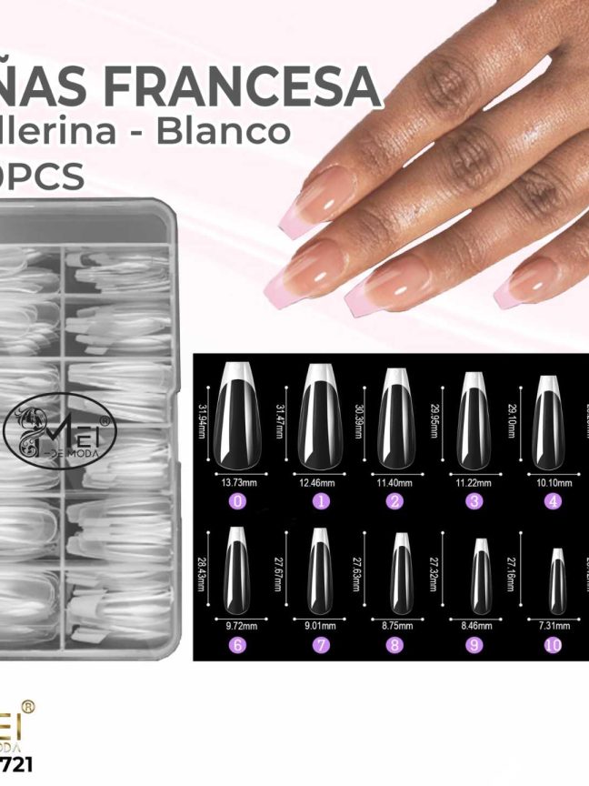 Uñas Francesa Ballerina Blanco 120pcs