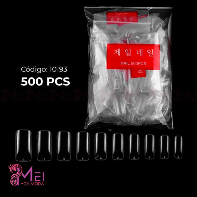 TIPS CUADRADOS PACK 500 PCS TRANSPARENTES
