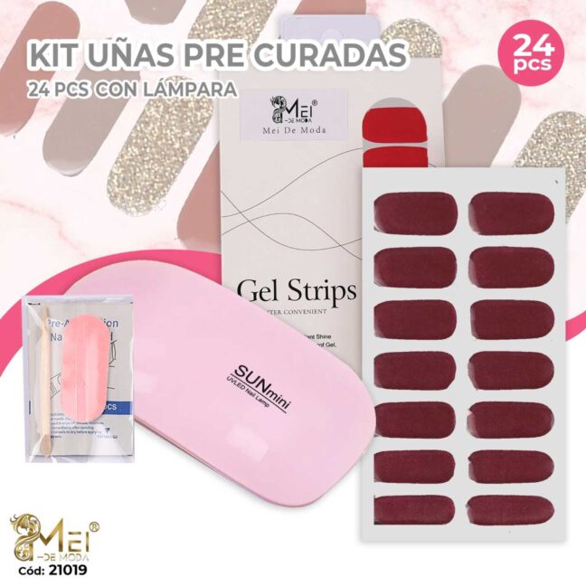 Uñas Sticker24pcs+ Mini Sun diseño color solido rojo