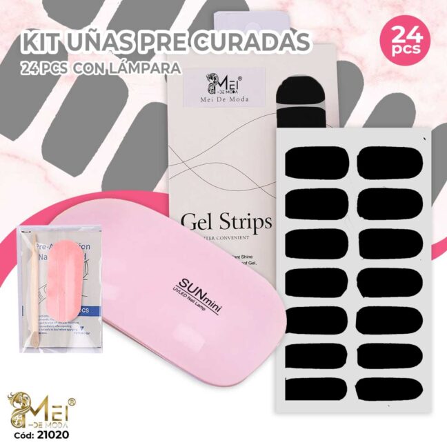 Uñas Sticker24pcs+ Mini Sun diseño color solido Negro