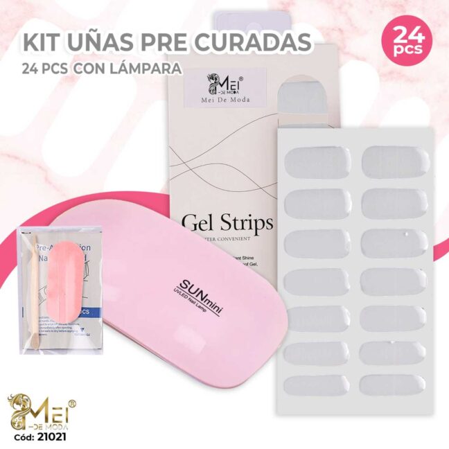 Uñas Sticker24pcs+ Mini Sun diseño color Blanco puro