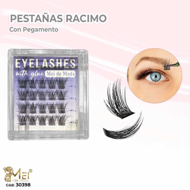 Pestañas racimo con pegamento QM07